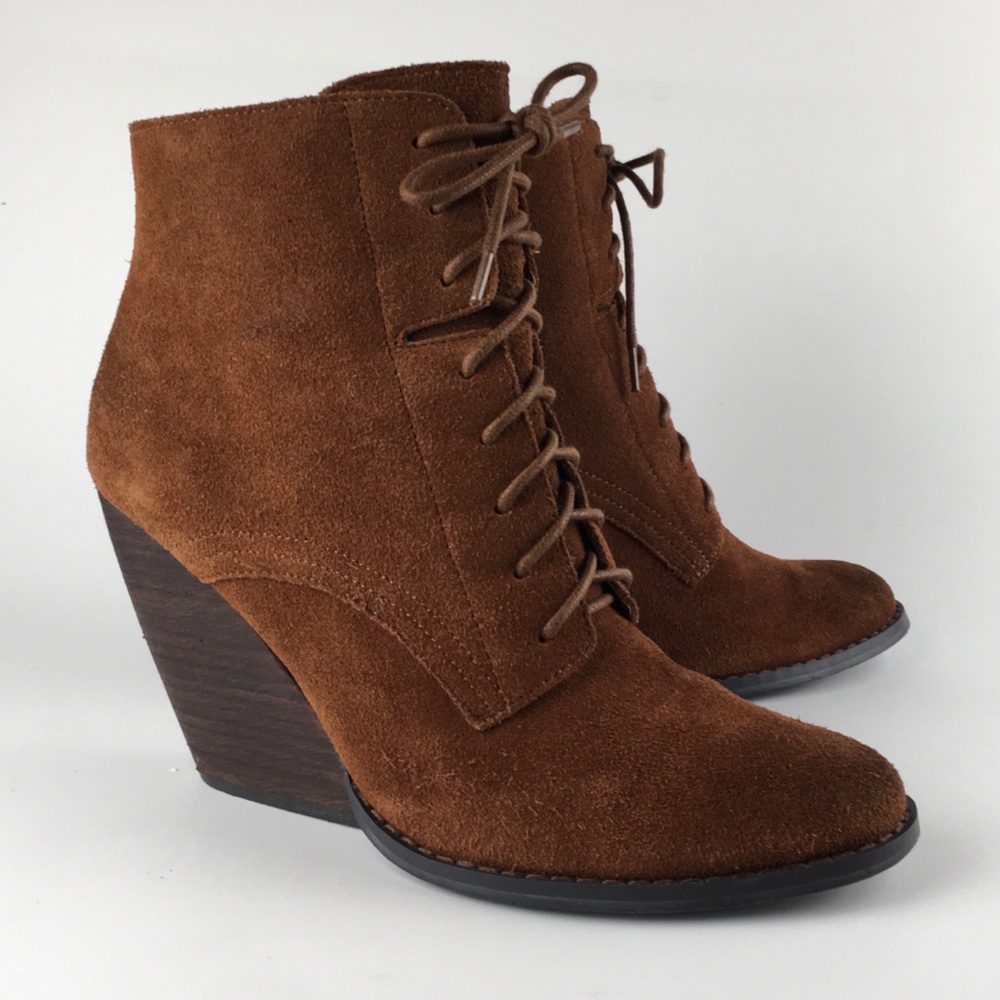 Very Volatile Booties Arlington Brown Suede Wedge